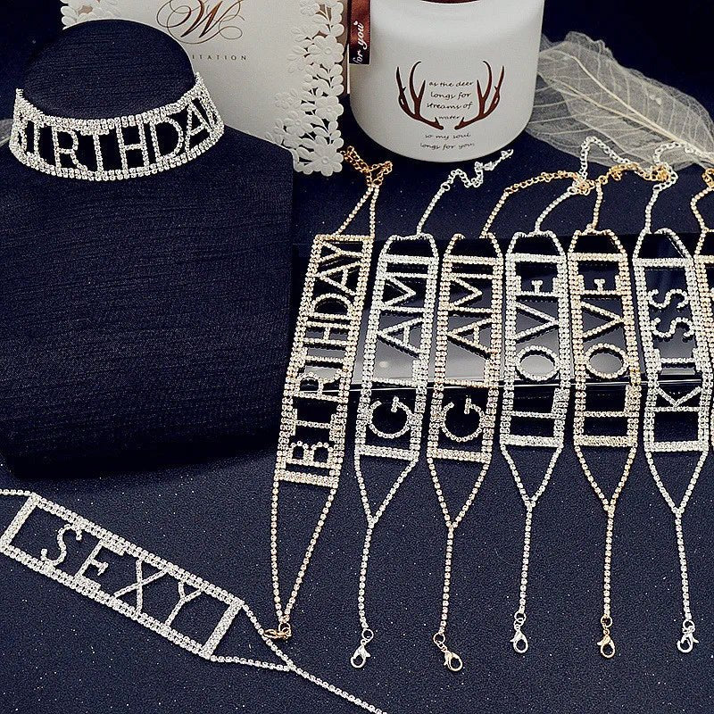 6 Styles Full Rhinestone Choker Necklaces for Women - BeeBeeBuys