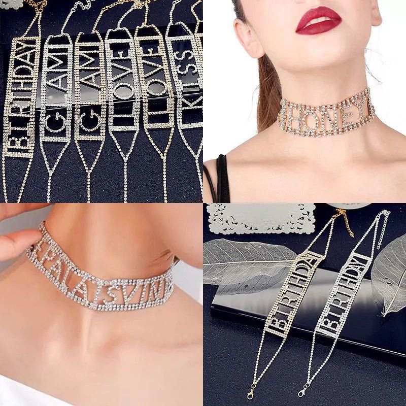 6 Styles Full Rhinestone Choker Necklaces for Women - BeeBeeBuys