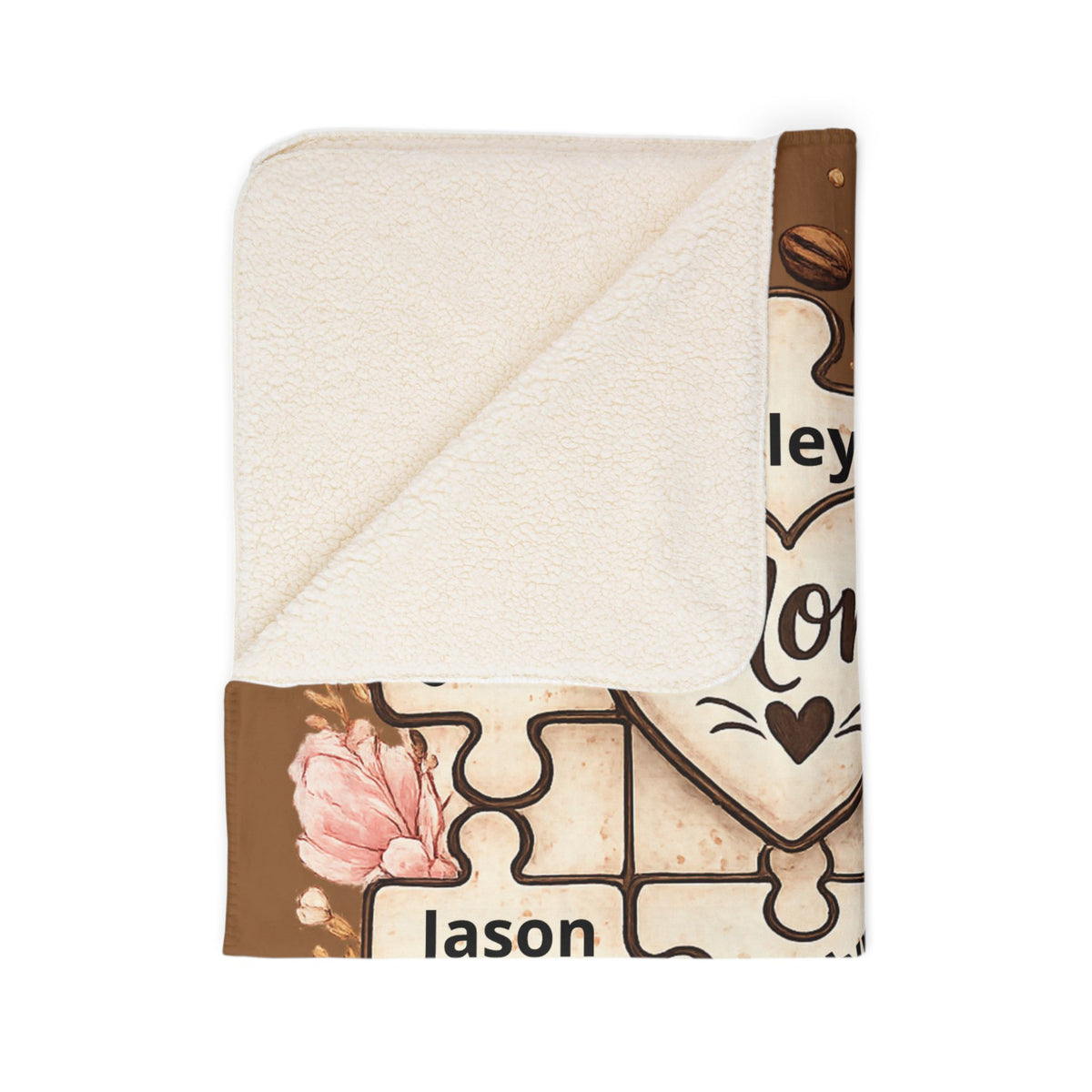 Personalized Mom Puzzle Fleece Blanket — "You Are the Piece That Holds Us Together" (Mom Fuel Coffee Design)- live personalization