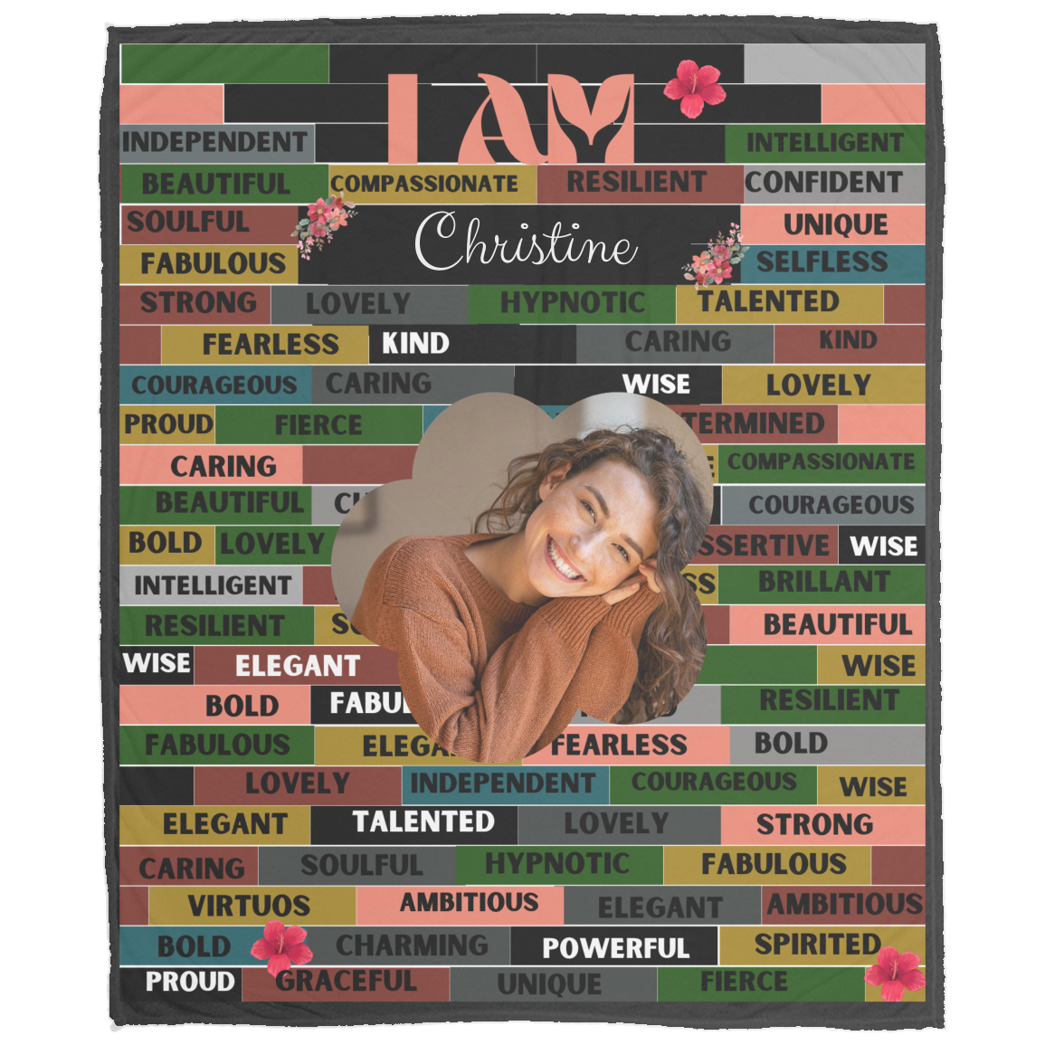 Personalized Inspirational Blanket, 'I am' Fleece Christian Blanket