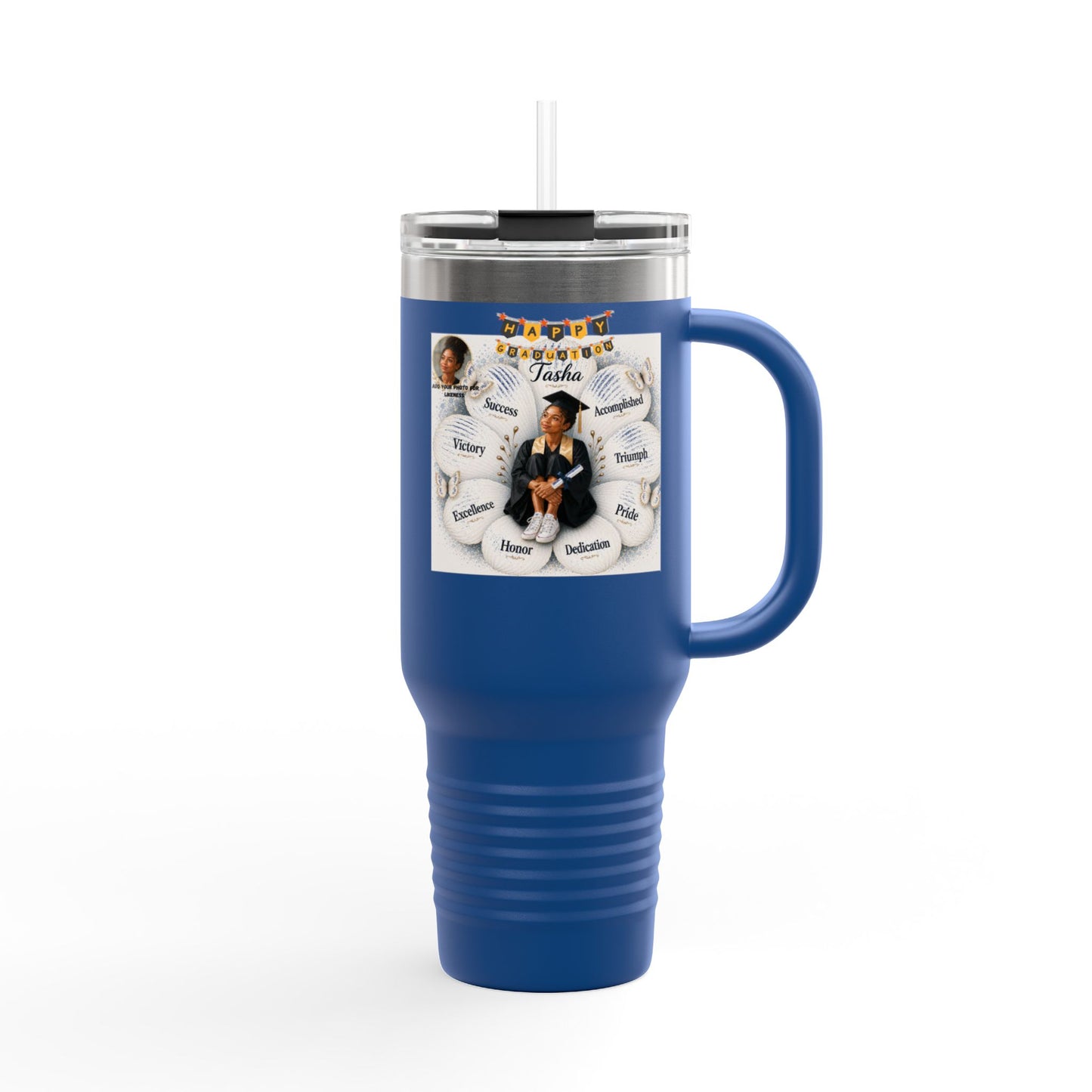 Personalized Family Photo & Name insulated Travel Mug - Add your photo for likeness!