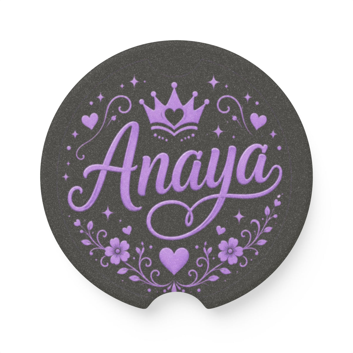 Personalized Soapstone Car Coaster — Purple Princess Name Monogram