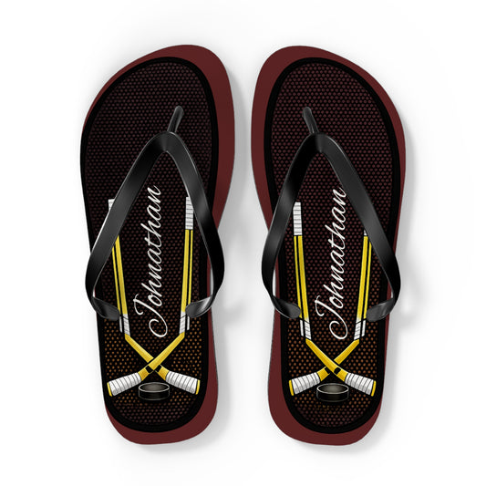 Personalized Flip Flops  for Men- Beach Lacrosse Sandal Design (Crossed Sticks)