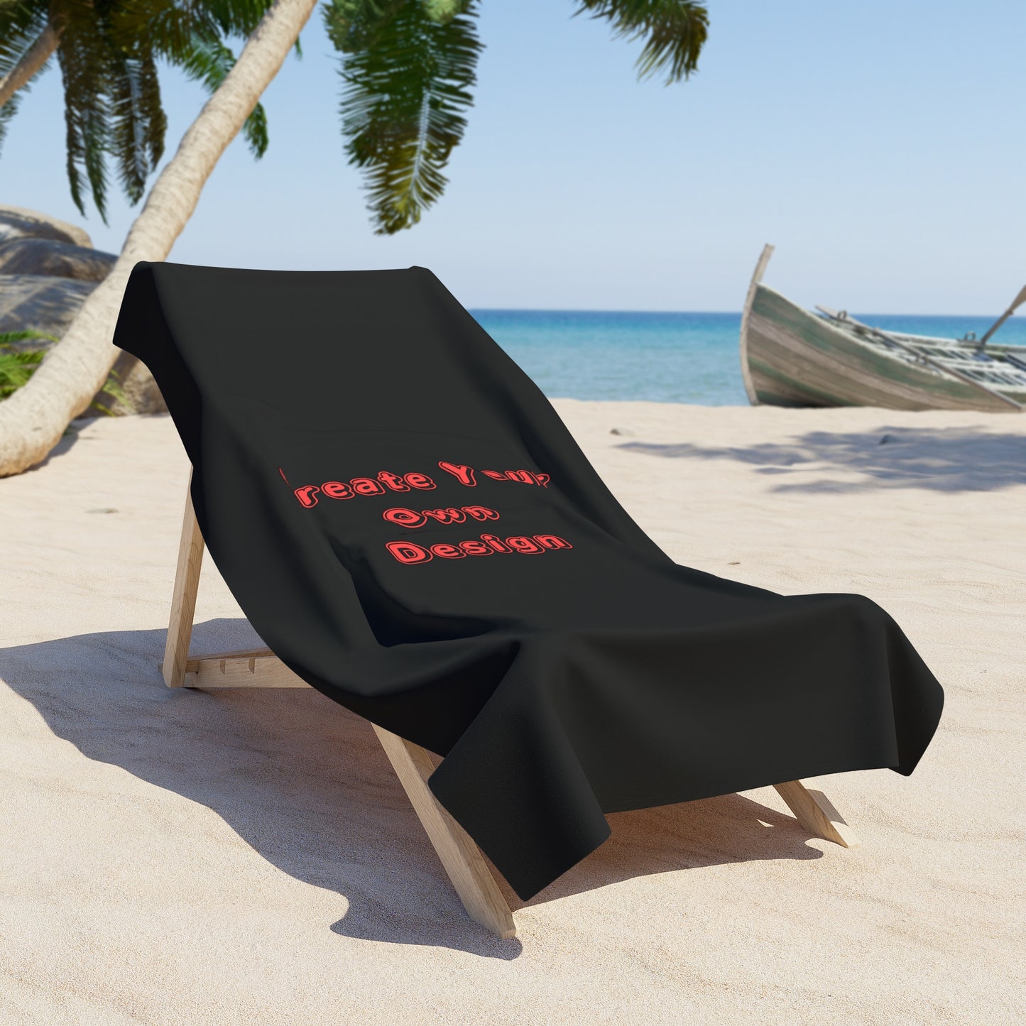 Custom Black Beach Towel — 'CREATE YOUR OWN DESIGN'