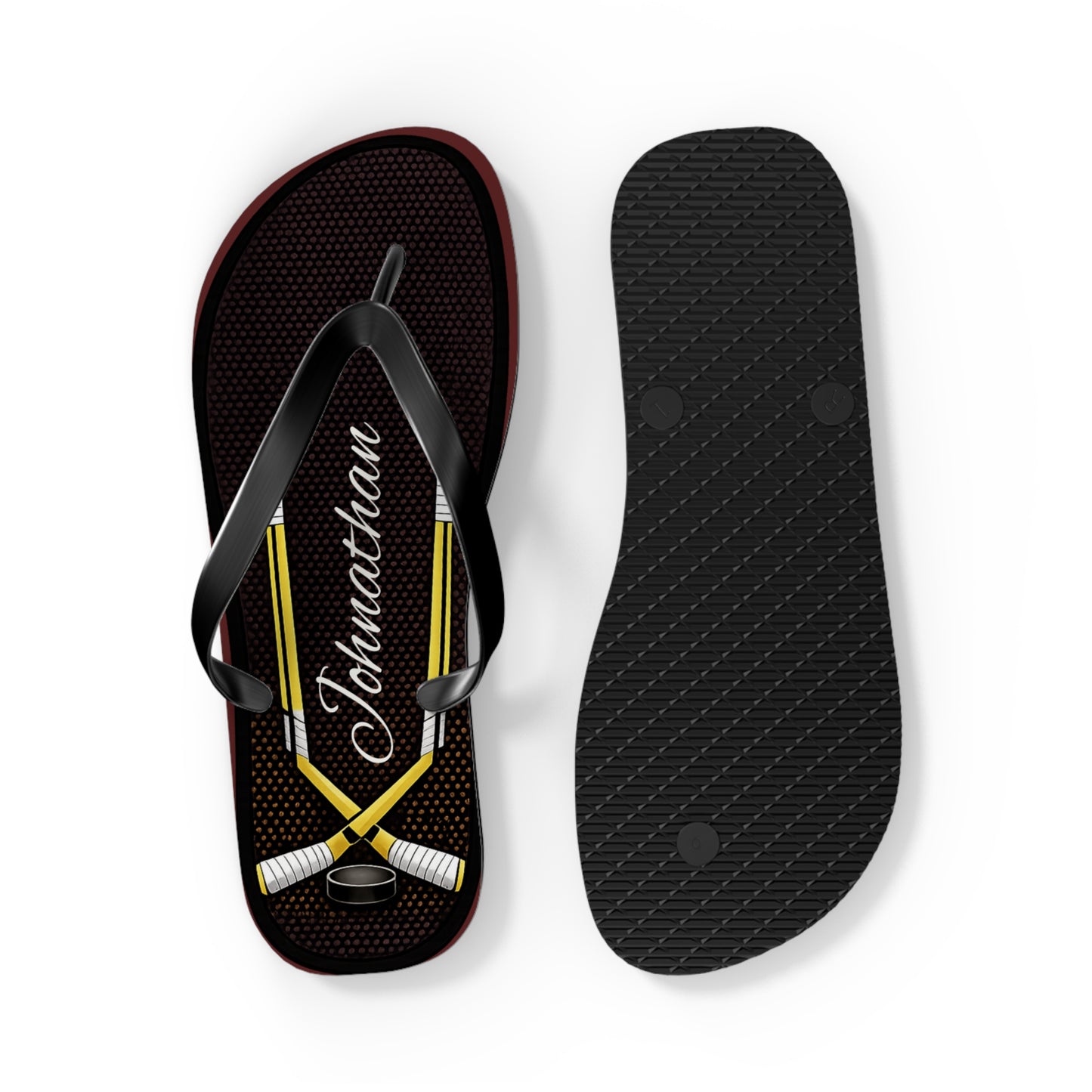 Personalized Flip Flops  for Men- Beach Lacrosse Sandal Design (Crossed Sticks)