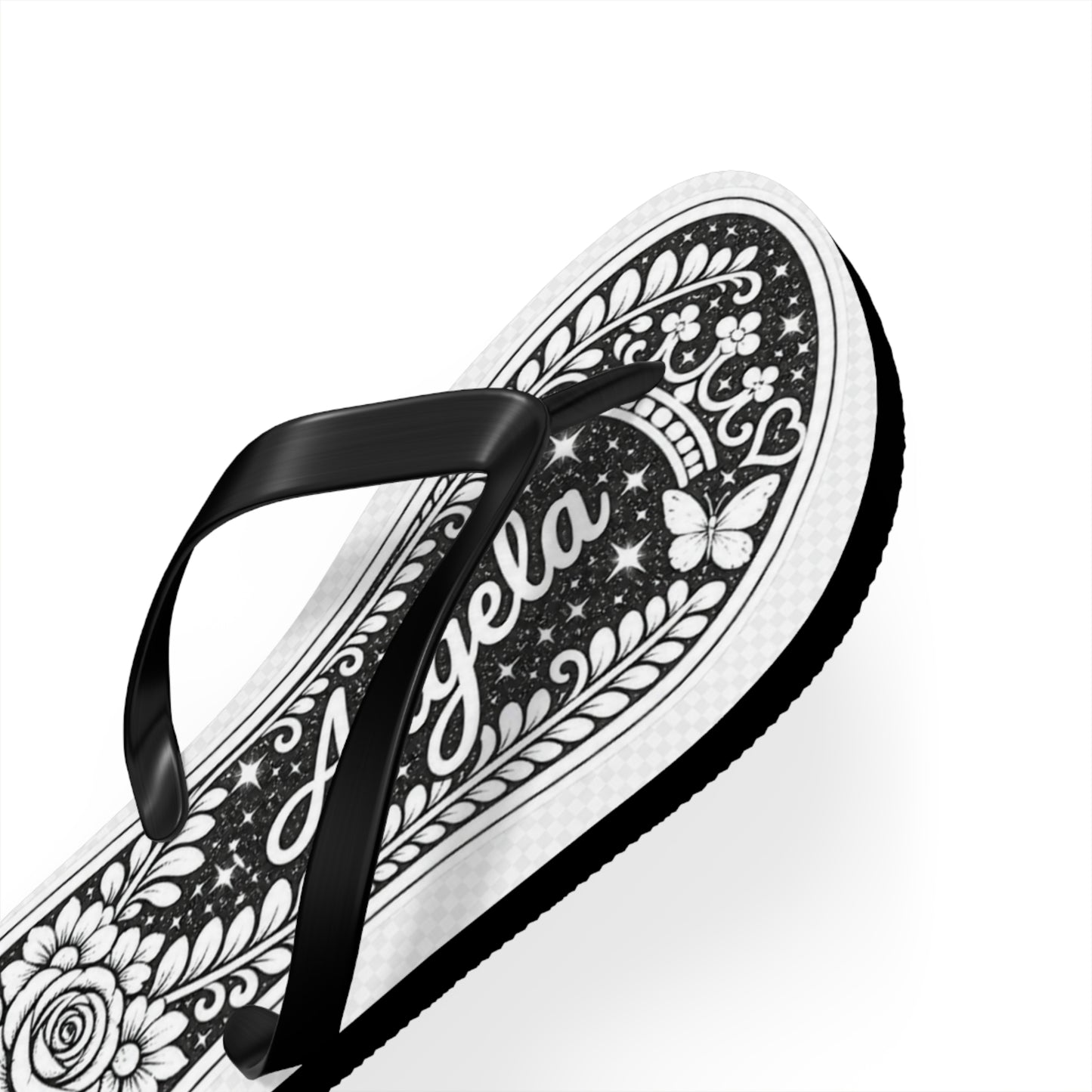 Personalized Colorful Floral Flip Flops – Custom Name  Beach Sandals - white