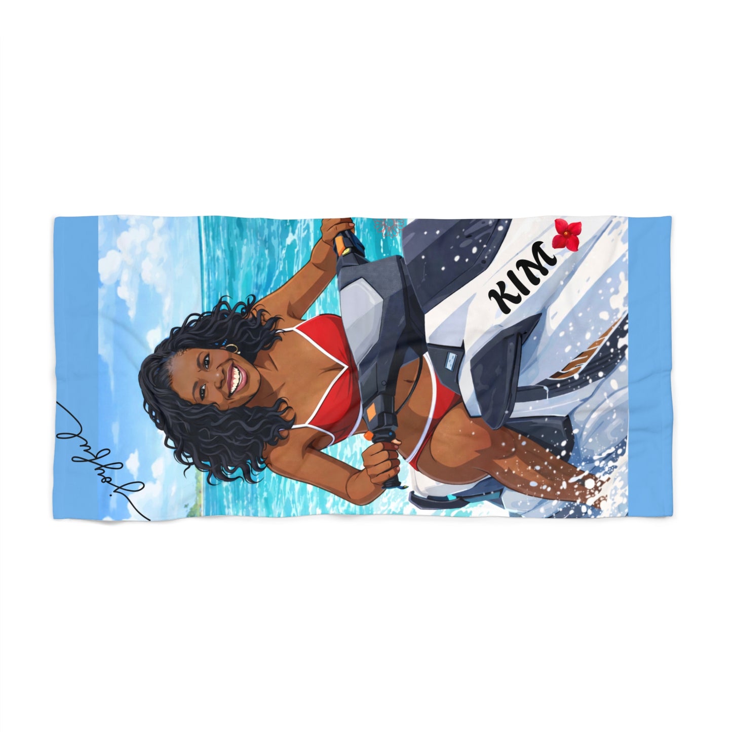 Personalized Jet Ski Beach Towel – Custom Name Tropical Swim Design