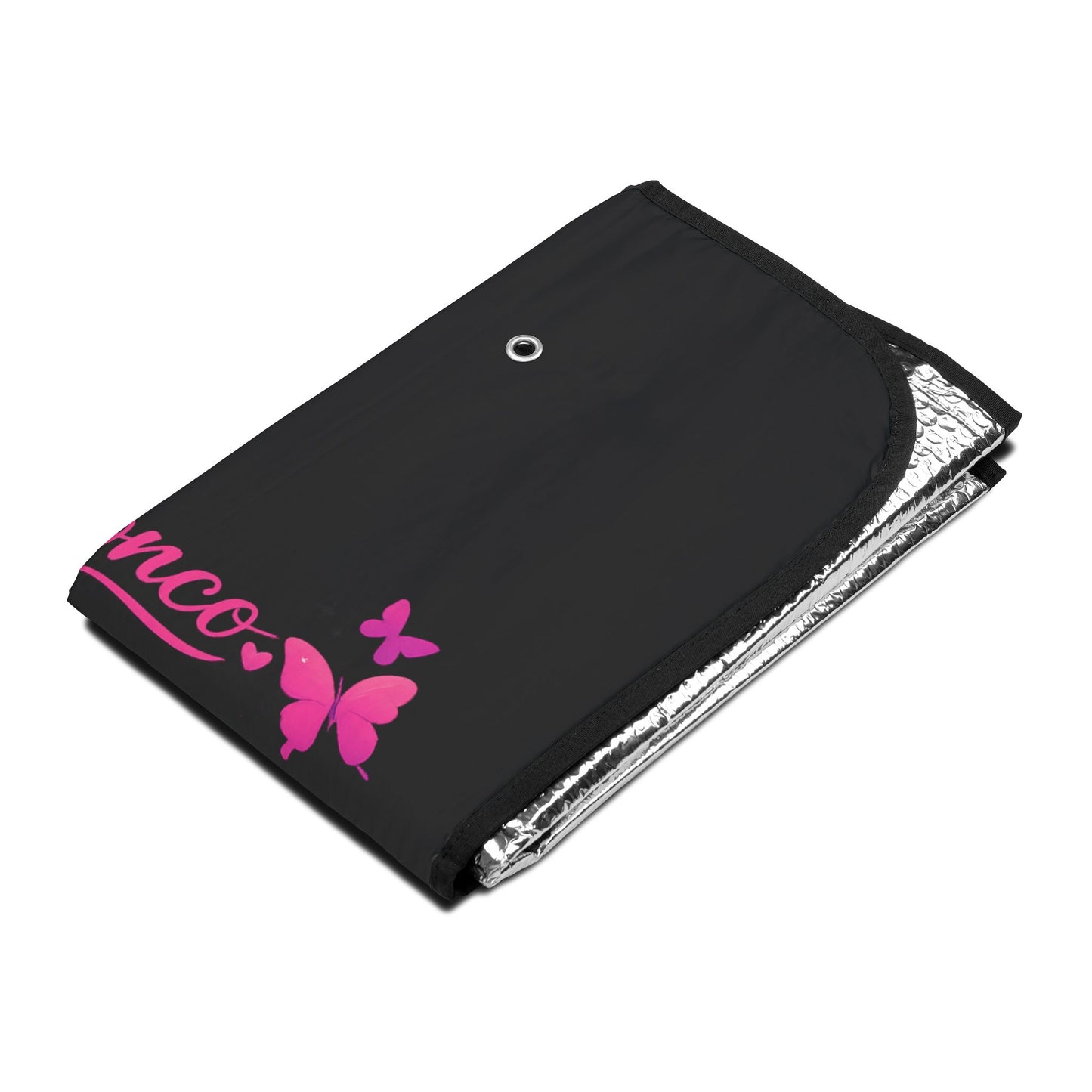 Bronco Heart Mountain Car Sun Shade — Pink Off-Road SUV Windshield Protector