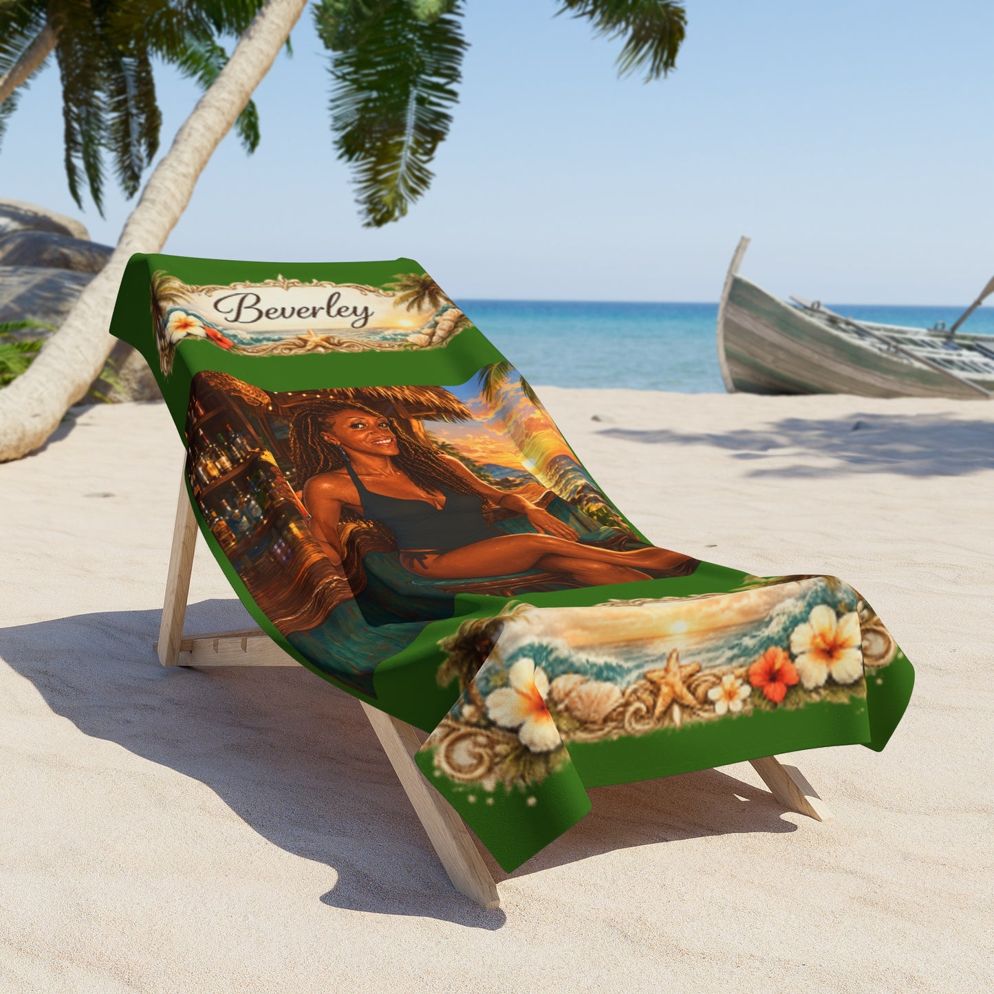 Sipping by the Beach - Personalized Beach Towel