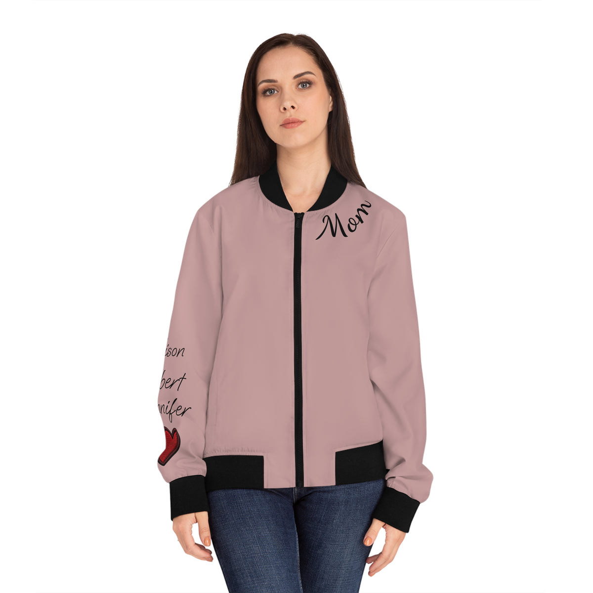 Women's Mom Love Heart Bomber Jacket