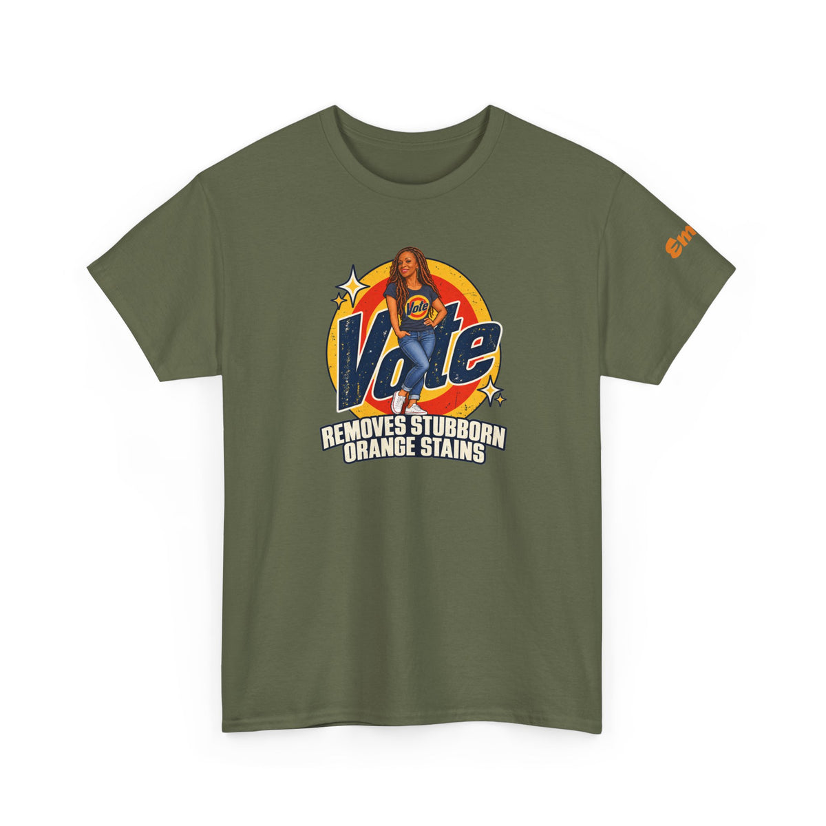 Personalized  (with Your likeness & Name) “Vote Removes Stubborn Orange Stains” Political Humor T-Shirt