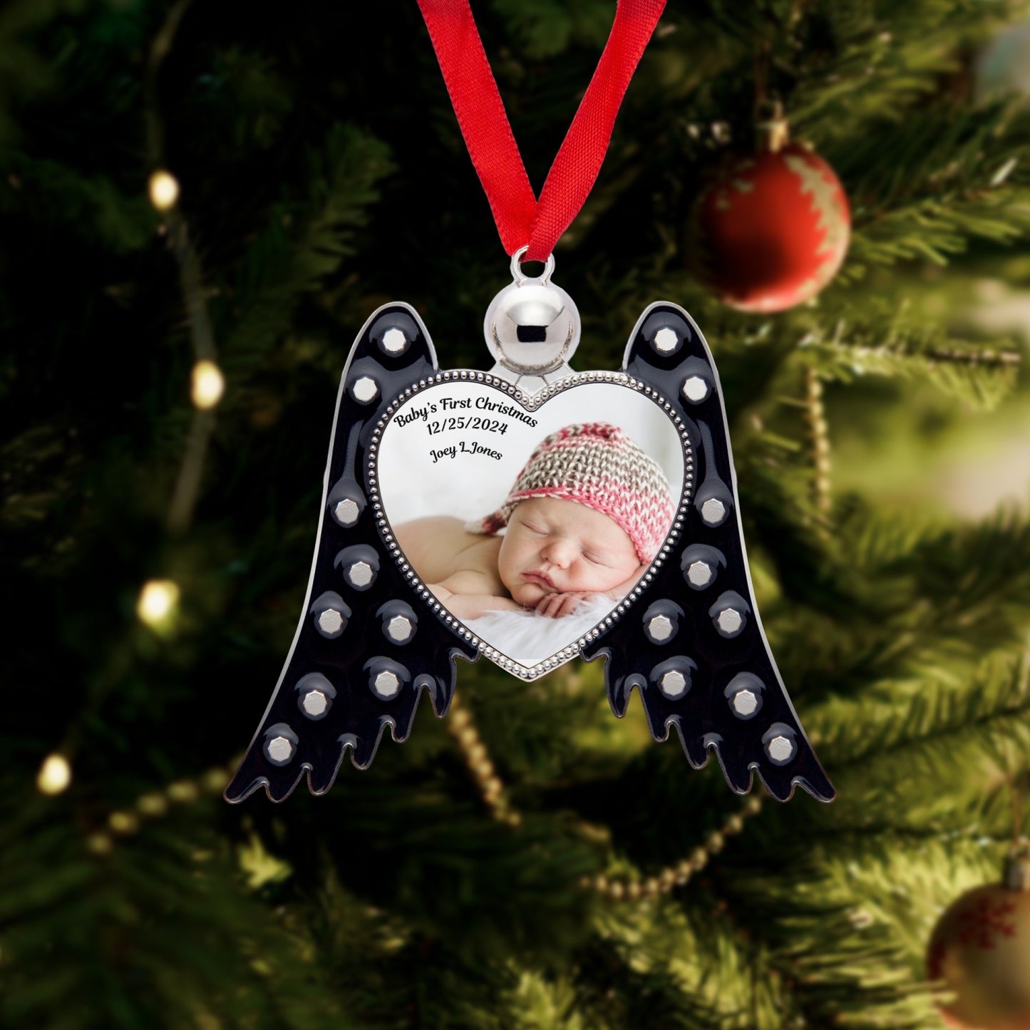 Angel Wings Ornaments, Personalized Baby Photo Christmas Ornament