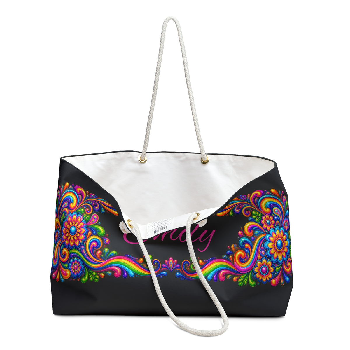 Copy of Personalized Floral Weekender Bag – Colorful Boho Tote with Name (Emily)
