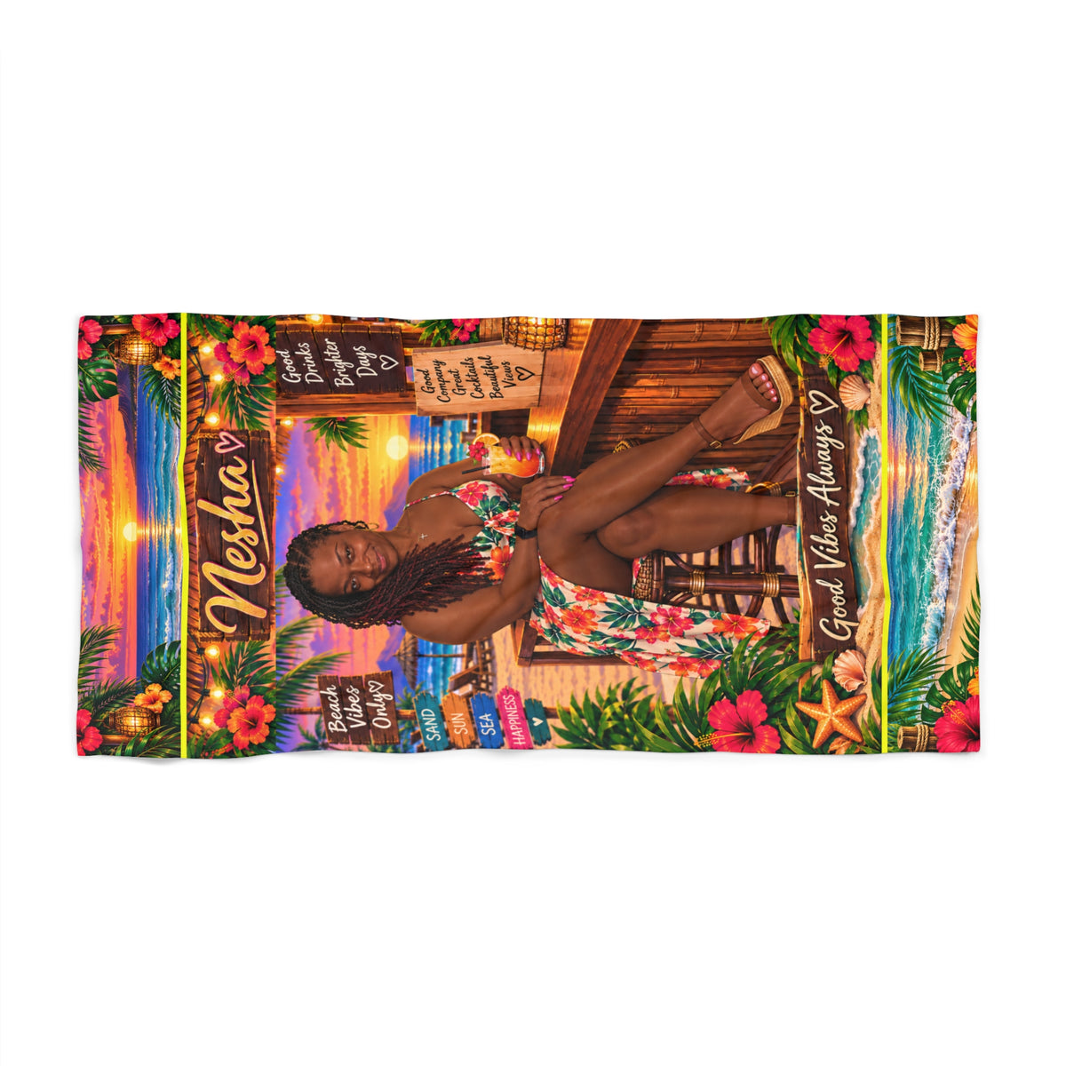 Personalized Beach Towel with Photo & Name | Custom Towel