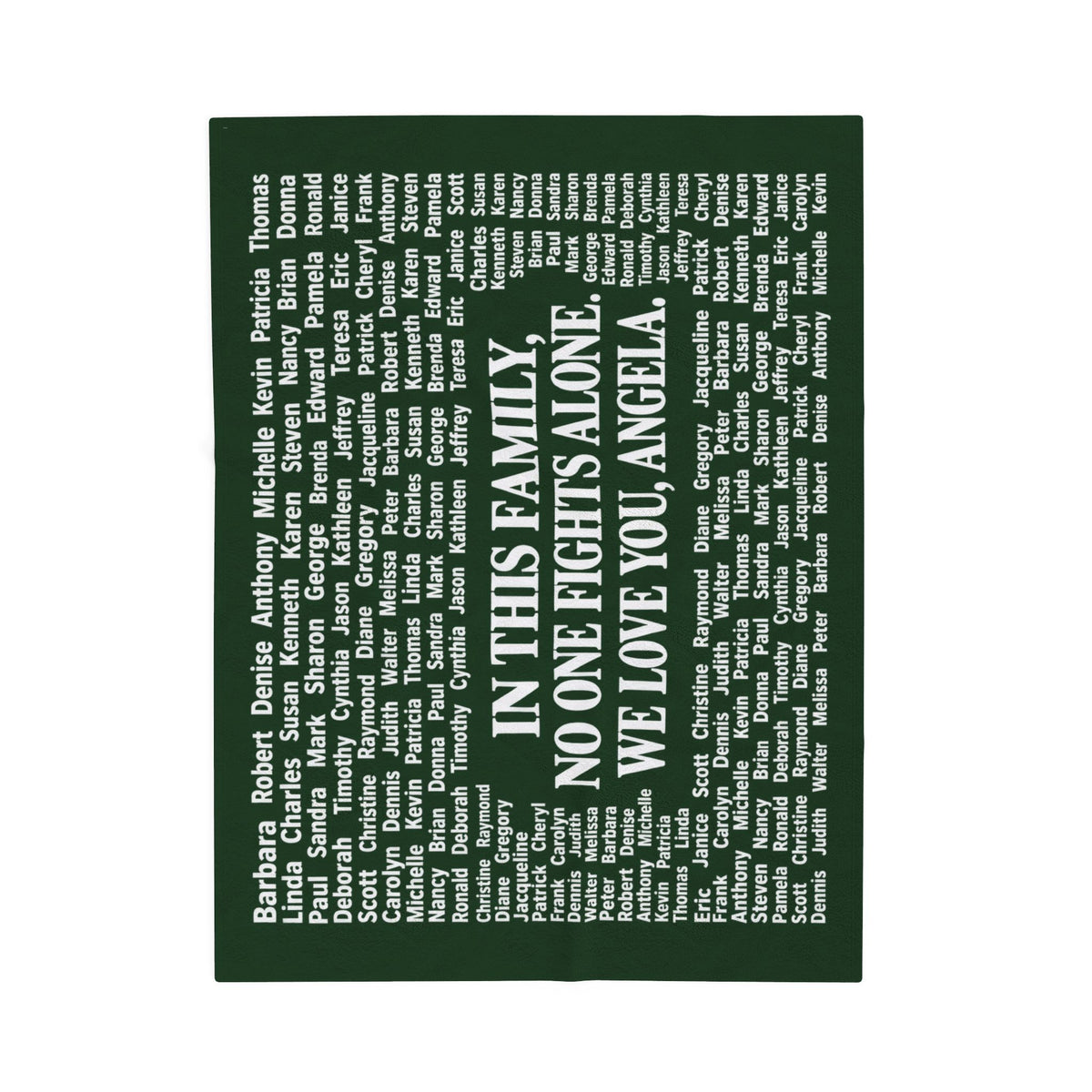 Copy of Copy of Velveteen Plush Blanket — Memorial Family Names Throw (“In This Family No One Fights Alone, We Love You, Angel”)