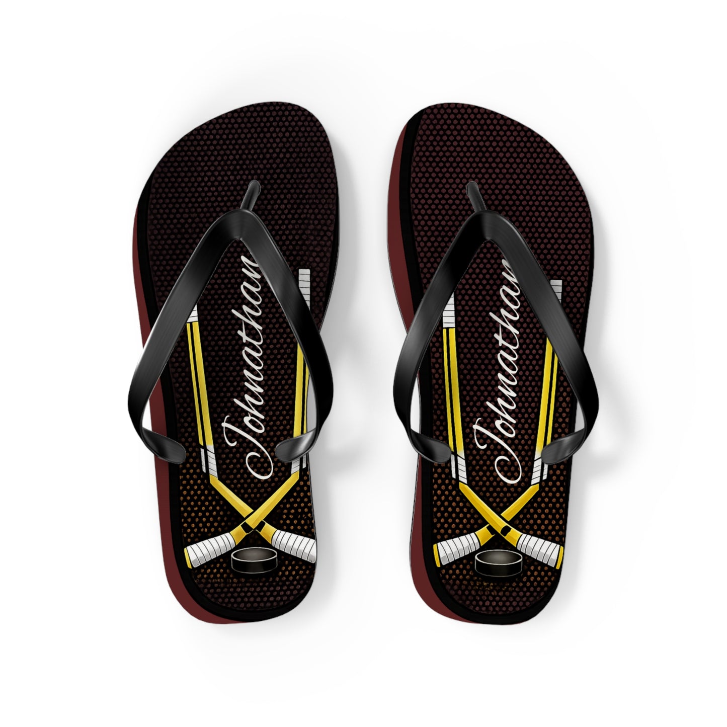 Personalized Flip Flops  for Men- Beach Lacrosse Sandal Design (Crossed Sticks)