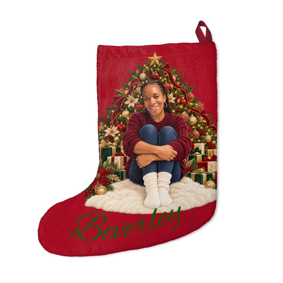 Personalized Christmas Stocking – Custom Illustrated Likeness & Name - 8 Styles to choose from
