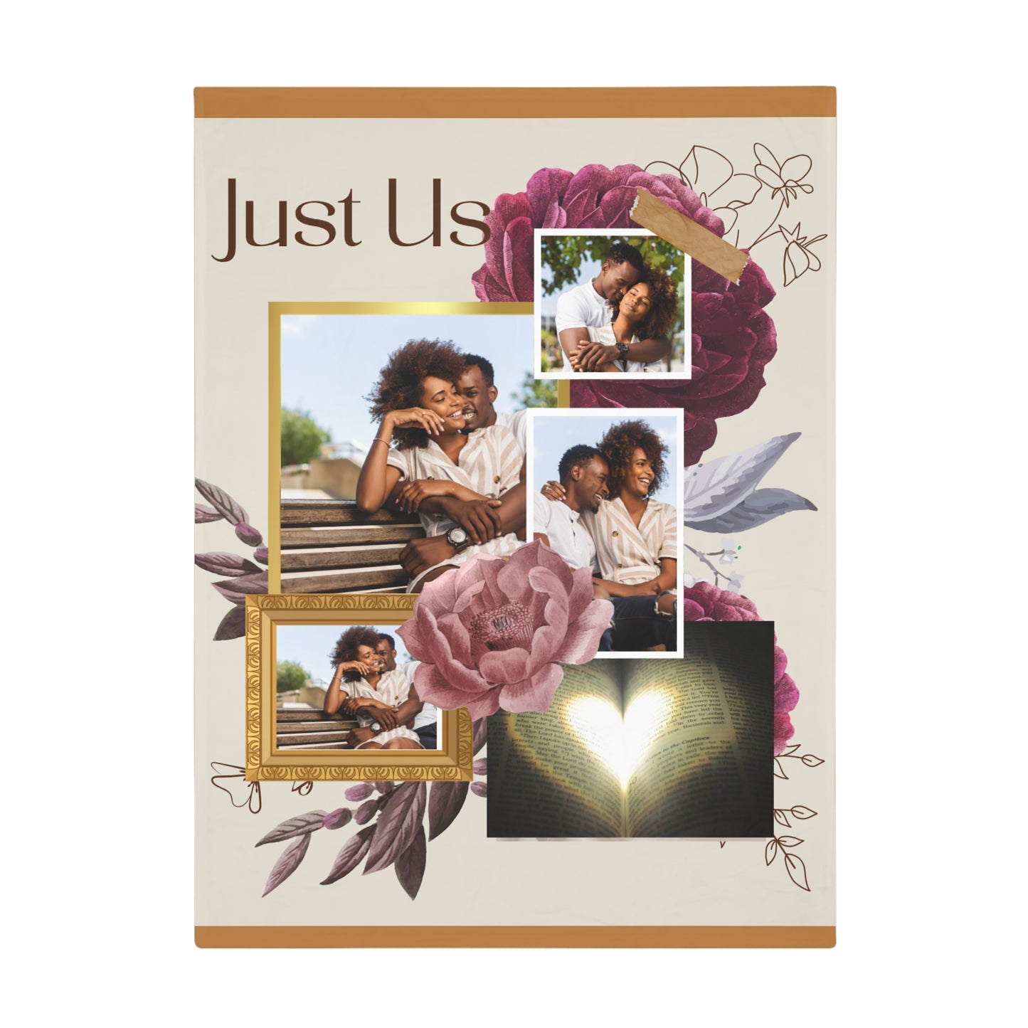"Just Us” Floral Photo Collage Keepsake Blanket