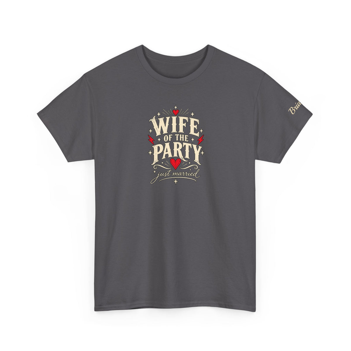 Personalized “Husband Hour” and “Wife of the Party” Wedding T-Shirts With Custom Sleeve Names