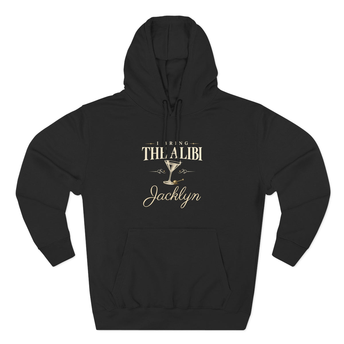 Couples hoodie "Bring the Charm, Bring the Alibi" - Personalize it with your name