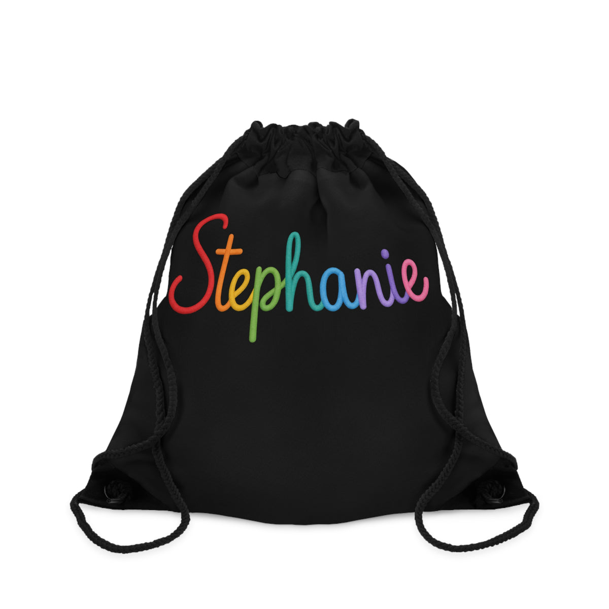 Personalized Rainbow/Solid Name Drawstring Bag