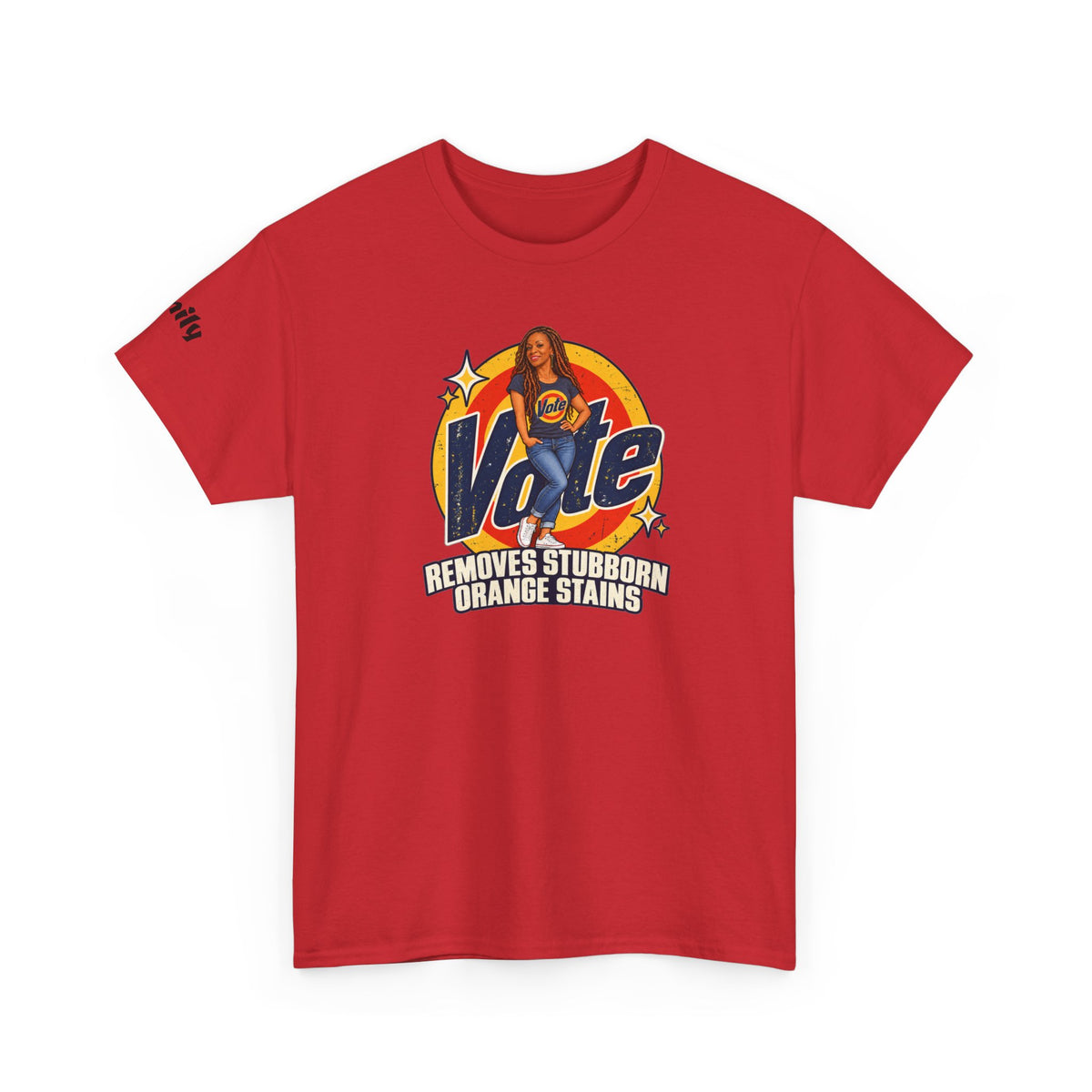 Personalized  (with Your likeness & Name) “Vote Removes Stubborn Orange Stains” Political Humor T-Shirt