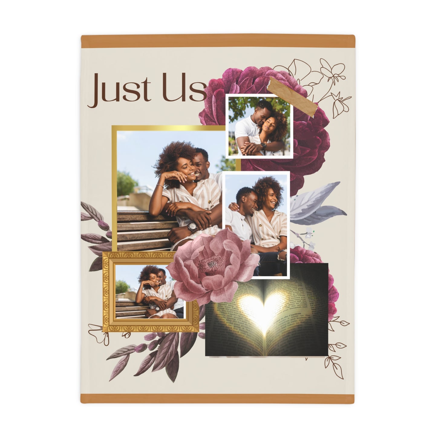 "Just Us” Floral Photo Collage Keepsake Blanket