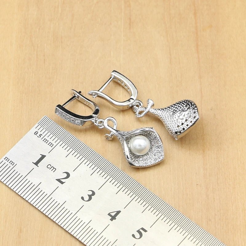 925 Silver Jewelry Sets White Pearl Zircon Necklace Set - Buy One Get One free 🔥 - BeeBeeBuys