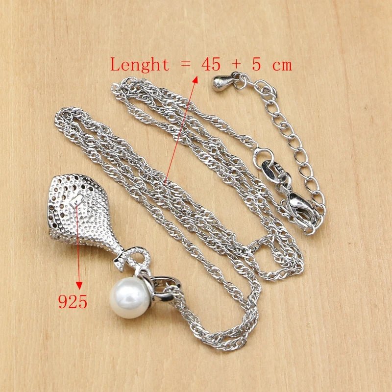 925 Silver Jewelry Sets White Pearl Zircon Necklace Set - Buy One Get One free 🔥 - BeeBeeBuys
