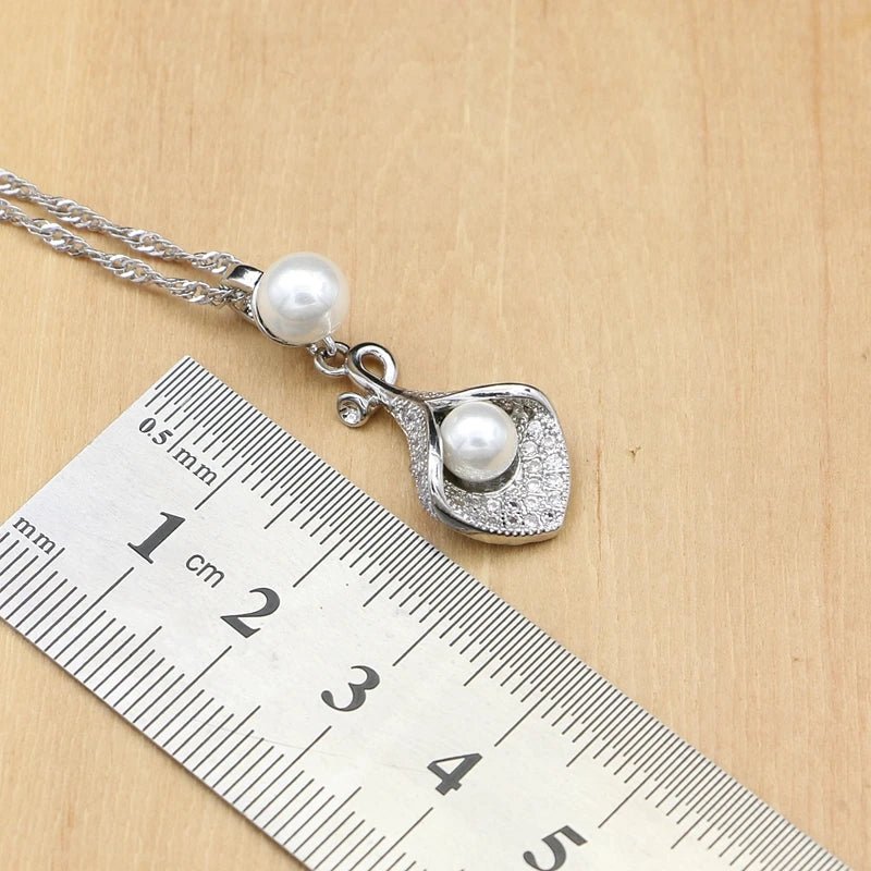 925 Silver Jewelry Sets White Pearl Zircon Necklace Set - Buy One Get One free 🔥 - BeeBeeBuys