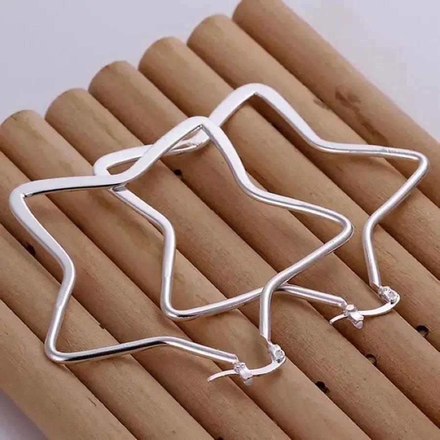 925 Sterling silver big earrings lovely nice fashion classic star Earring Jewelry for party gifts women lady - BeeBeeBuys