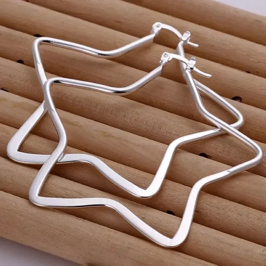 925 Sterling silver big earrings lovely nice fashion classic star Earring Jewelry for party gifts women lady - BeeBeeBuys