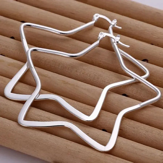 925 Sterling silver big earrings lovely nice fashion classic star Earring Jewelry for party gifts women lady - BeeBeeBuys