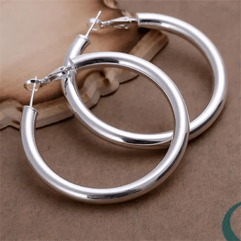 925 Sterling Silver Earrings 5CM Round Jewelryn - Buy One Get One Free 🔥 - BeeBeeBuys