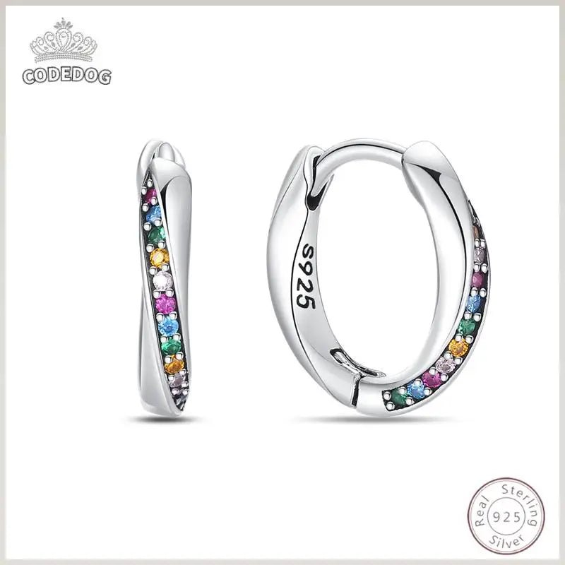 925 Sterling Silver Earrings Charm Simple Shiny Zirconia - Buy One Get - BeeBeeBuys