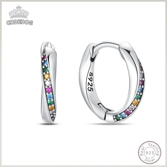 925 Sterling Silver Earrings Charm Simple Shiny Zirconia - Buy One Get - BeeBeeBuys