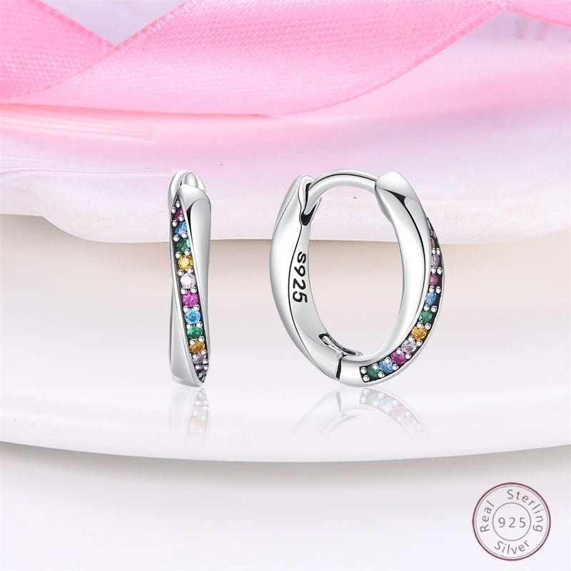 925 Sterling Silver Earrings Charm Simple Shiny Zirconia - Buy One Get - BeeBeeBuys