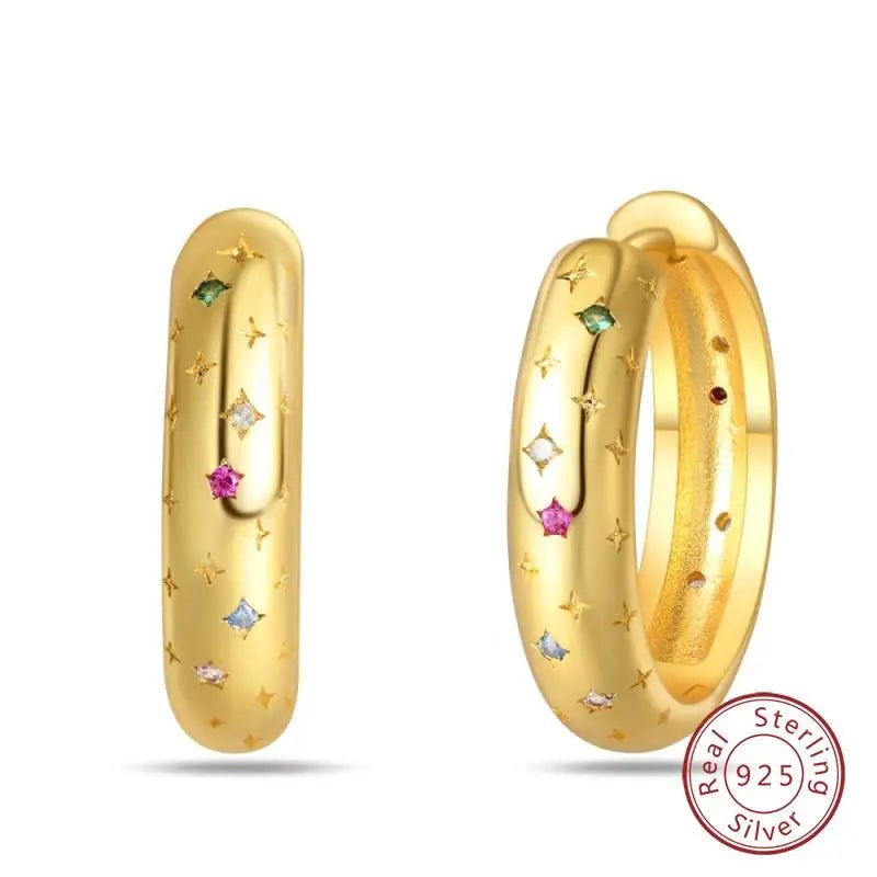 925 Sterling Silver Earrings Charm Simple Shiny Zirconia - Buy One Get - BeeBeeBuys