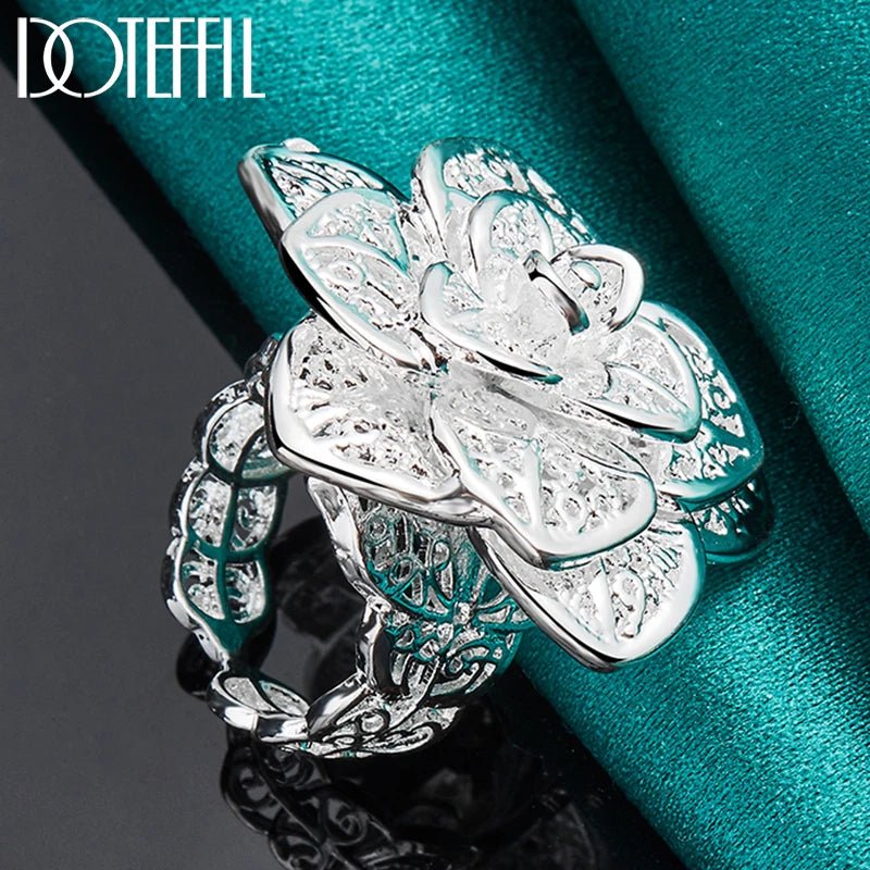 925 Sterling Silver Rose Flower Open Ring - Buy one get one free🔥 - BeeBeeBuys