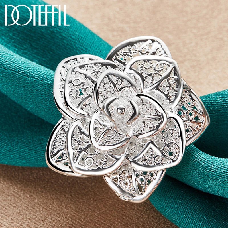 925 Sterling Silver Rose Flower Open Ring - Buy one get one free🔥 - BeeBeeBuys