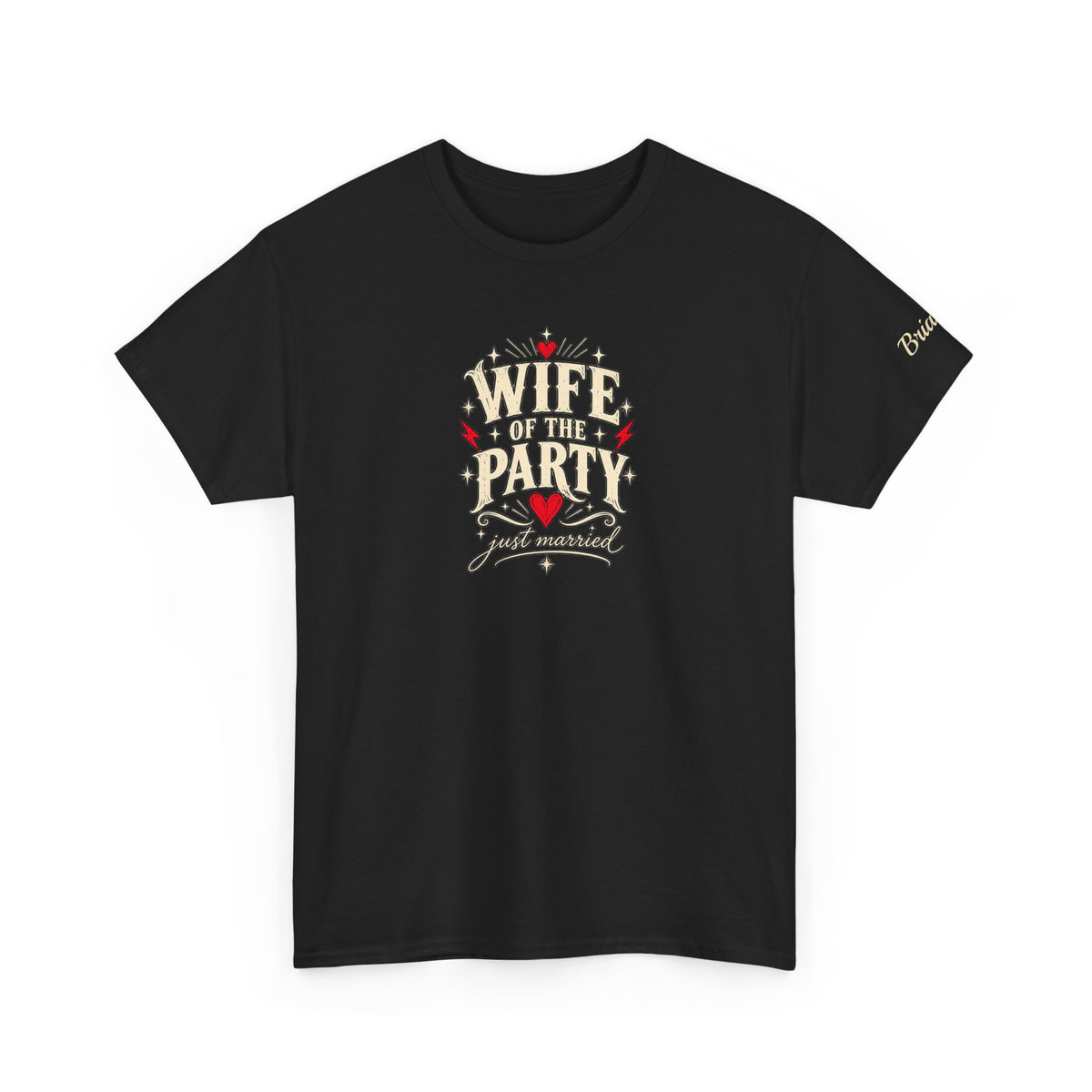 Personalized “Husband Hour” and “Wife of the Party” Wedding T-Shirts With Custom Sleeve Names