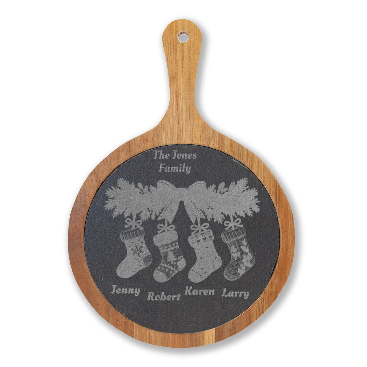 Personalized Family Christmas Charcuterie Board With Stocking Names