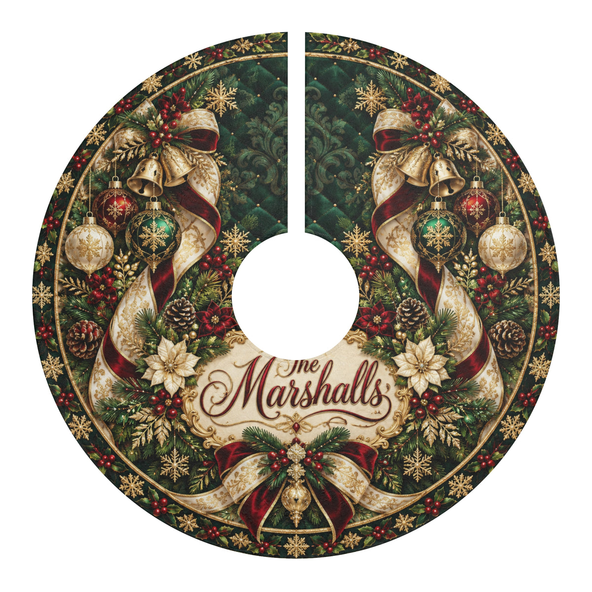 Copy of Personalized Christmas Tree Skirt – The Johnson Family Holiday Ornament Design