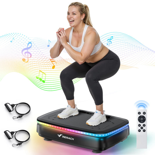 MERACH Vibration Plate Exercise Machine with Light, Bluetooth & Remote Control