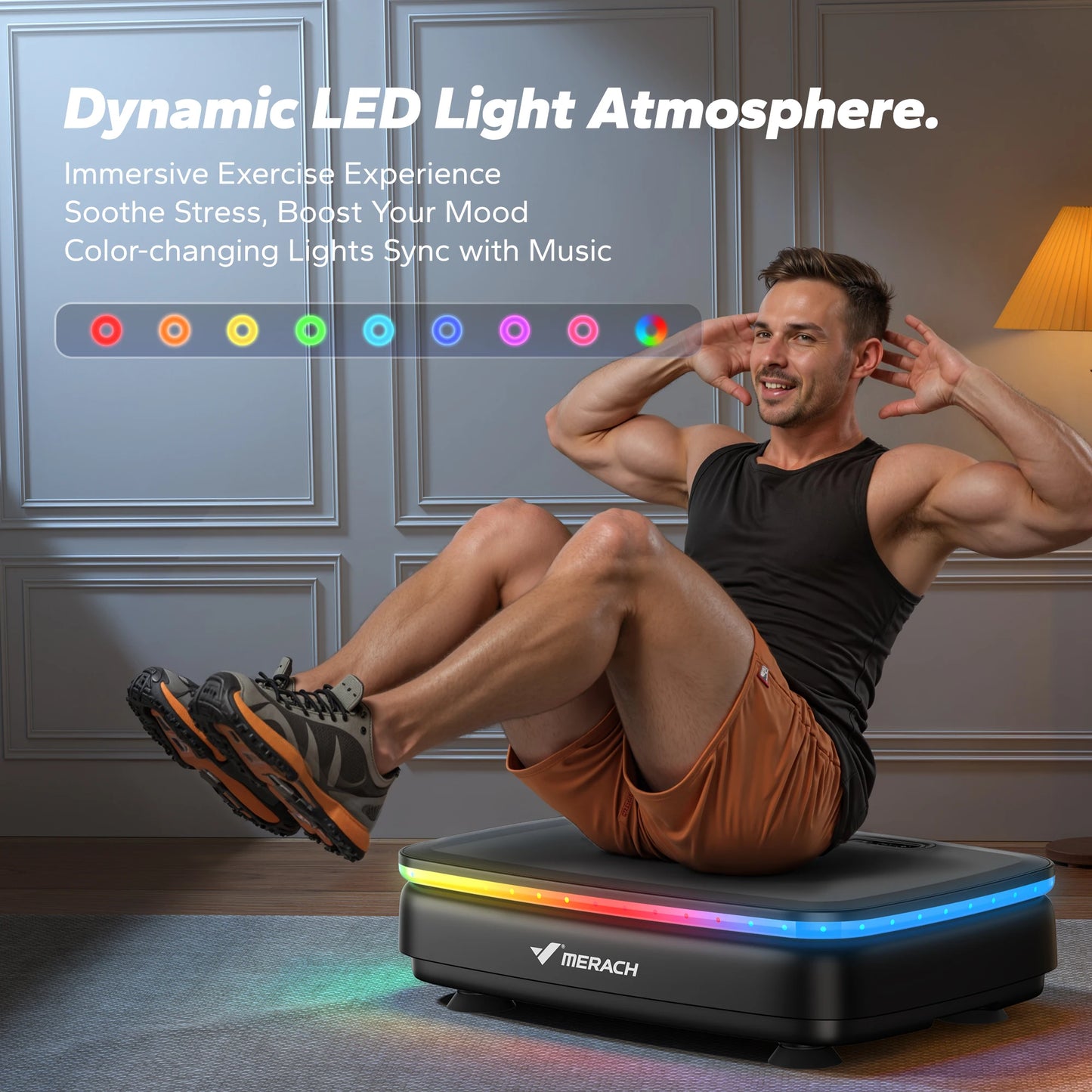 MERACH Vibration Plate Exercise Machine with Light, Bluetooth & Remote Control