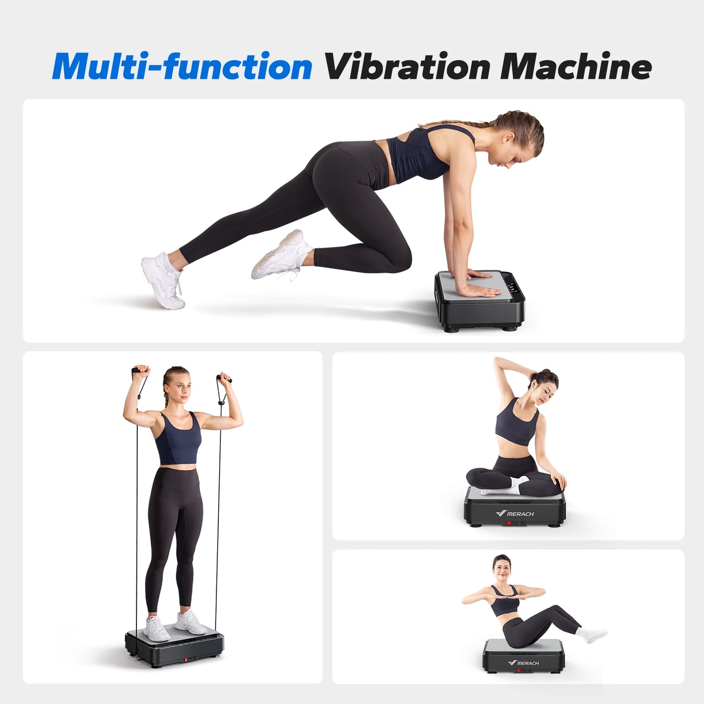 MERACH Vibration Plate Machine with LED Display & Resistance Bands