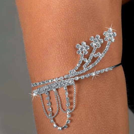 Stonefans Flower Arm Chain Jewelry Women Rhinestone Bracelet