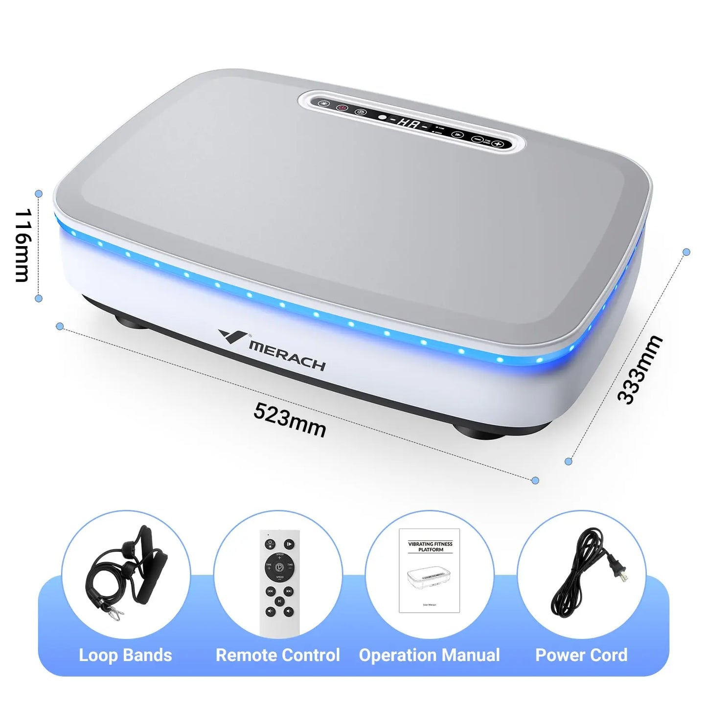 MERACH Vibration Plate Exercise Machine with Light, Bluetooth & Remote Control