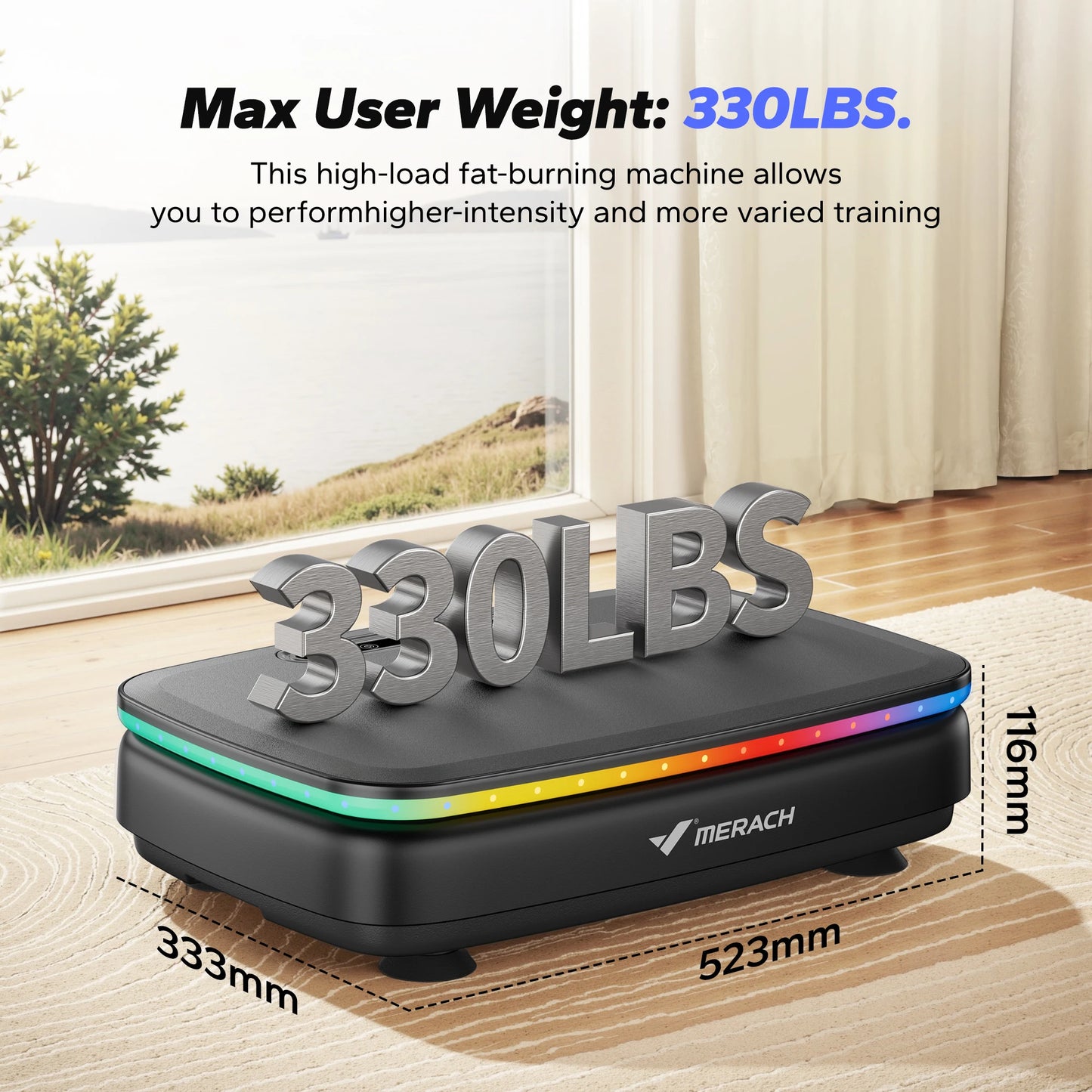 MERACH Vibration Plate Exercise Machine with Light, Bluetooth & Remote Control