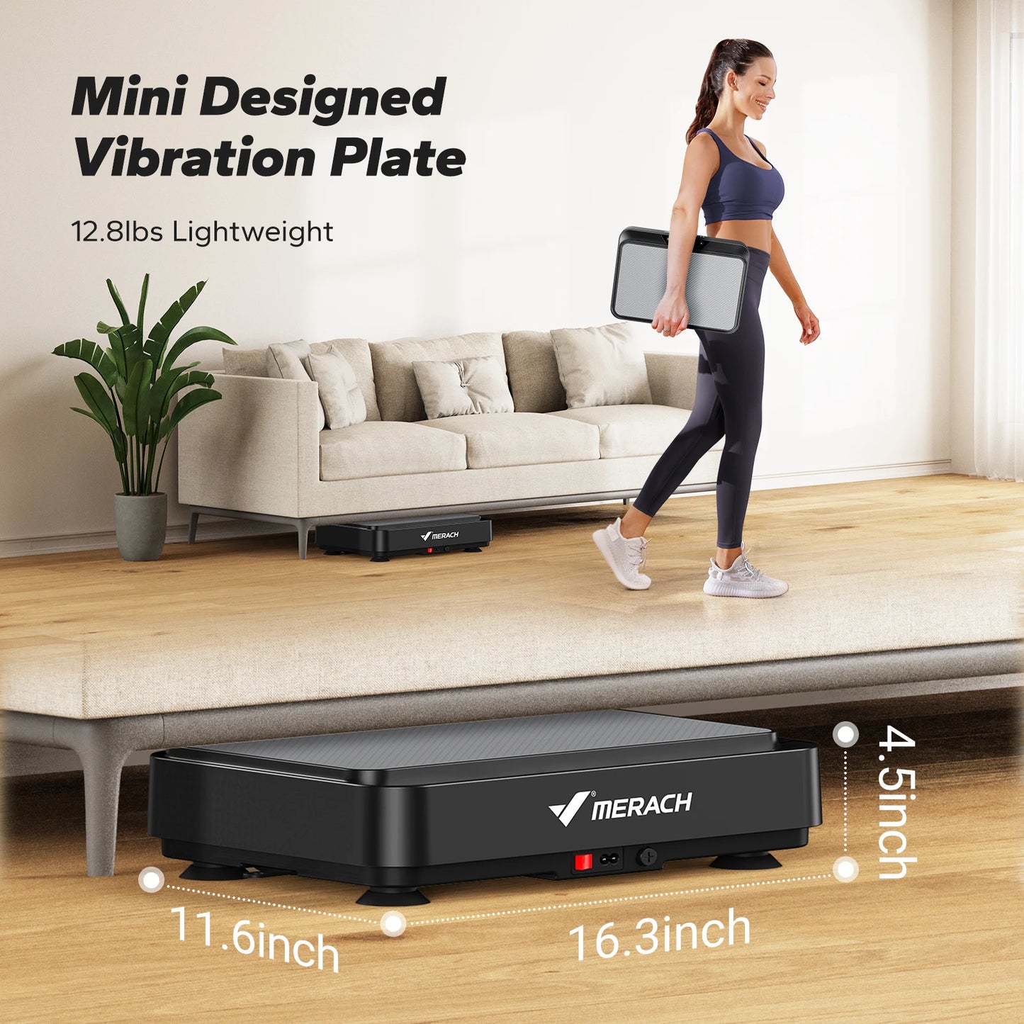 MERACH Vibration Plate Machine with LED Display & Resistance Bands